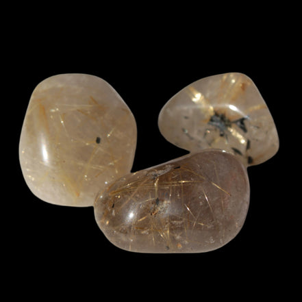 Golden Hair Rutile Quartz 3 tumbled crystals 23-25g in sunshine - Rocks and Things Store