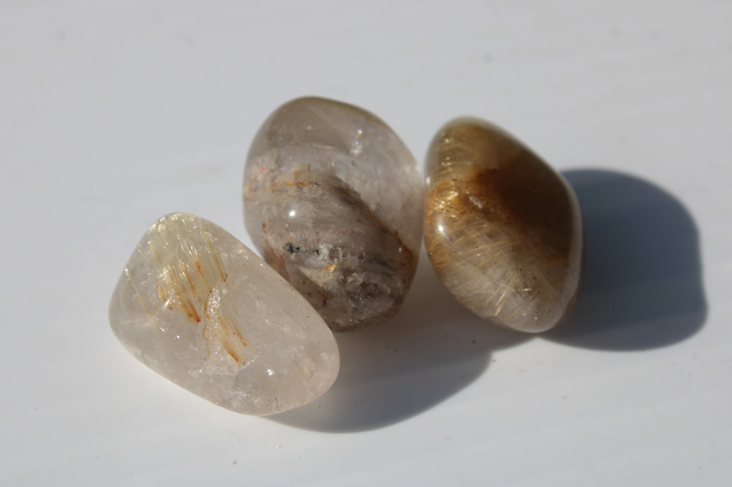 Golden Hair Rutile Quartz 3 tumbled crystals 23-25g Rocks and Things