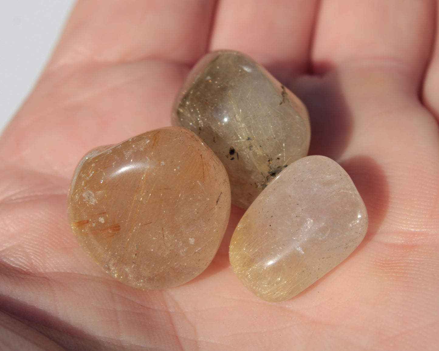 Golden Hair Rutile Quartz 3 tumbled crystals 23-25g Rocks and Things