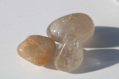 Golden Hair Rutile Quartz 3 tumbled crystals 23-25g Rocks and Things