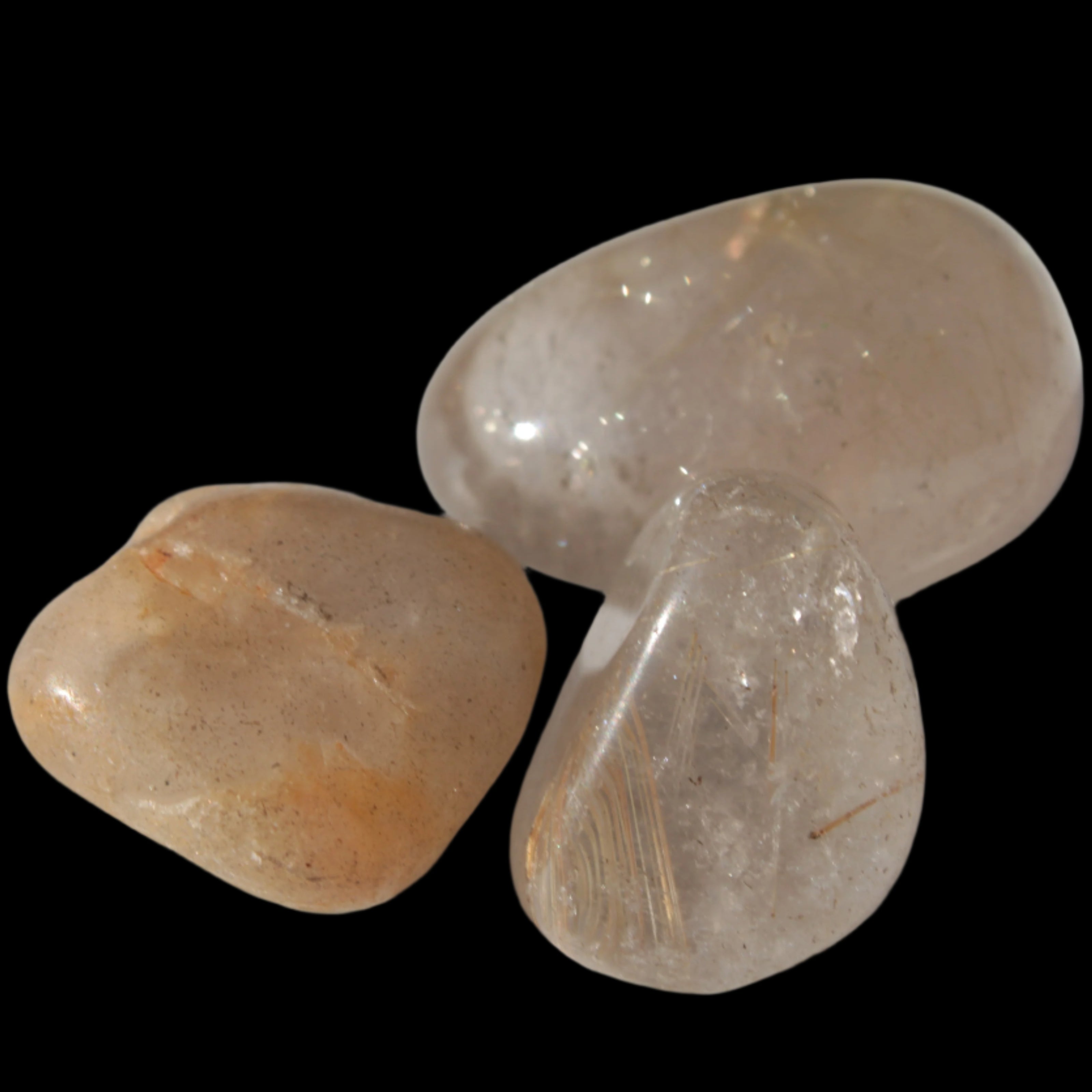 Golden Hair Rutile Quartz 3 tumbled crystals 23-25g in sunshine - Rocks and Things Store