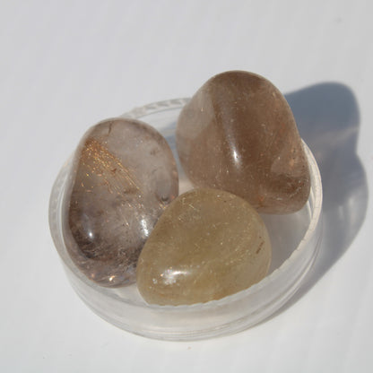 Golden Hair Rutile Quartz 3 tumbled crystals 23-25g Rocks and Things