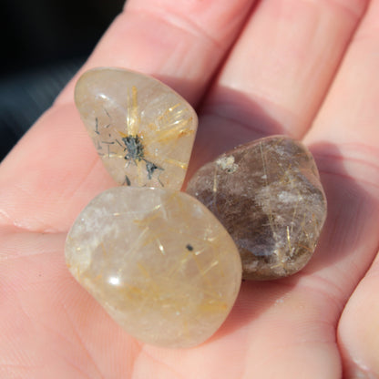 Golden Hair Rutile Quartz 3 tumbled crystals 23-25g Rocks and Things