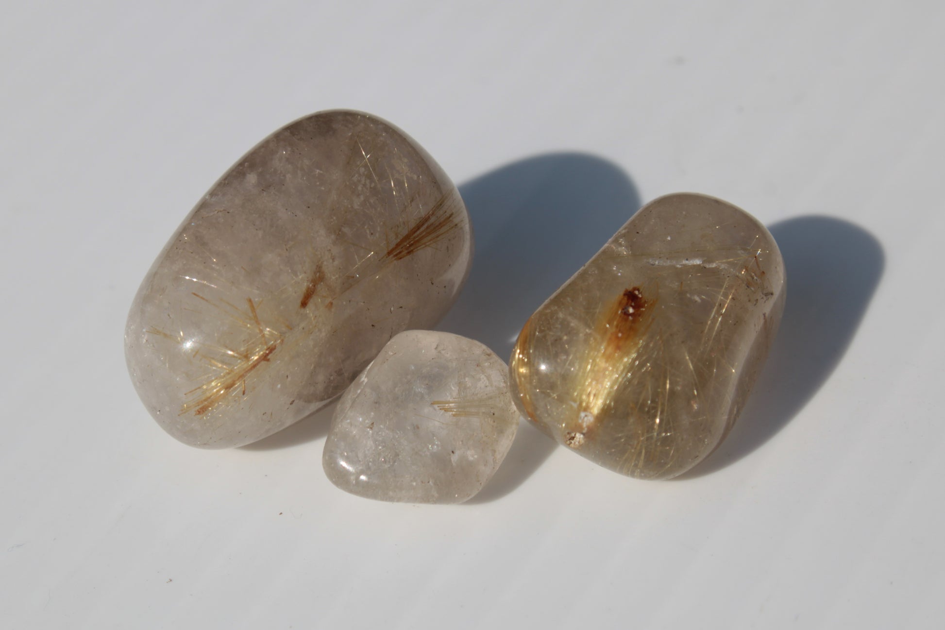 Golden Hair Rutile Quartz 3 tumbled crystals 23-25g Rocks and Things