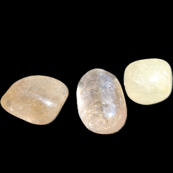 Golden Hair Rutile Quartz 3 tumbled crystals 23-25g in sunlight - Rocks and Things Store