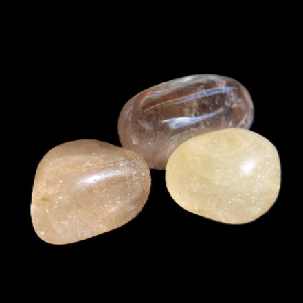 Golden Hair Rutile Quartz 3 tumbled crystals 23-25g in sunlight - Rocks and Things Store