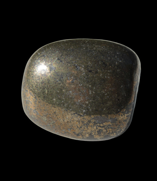 Golden Pyrite tumbled stone 21-30g in sunlight - Rocks and Things Store