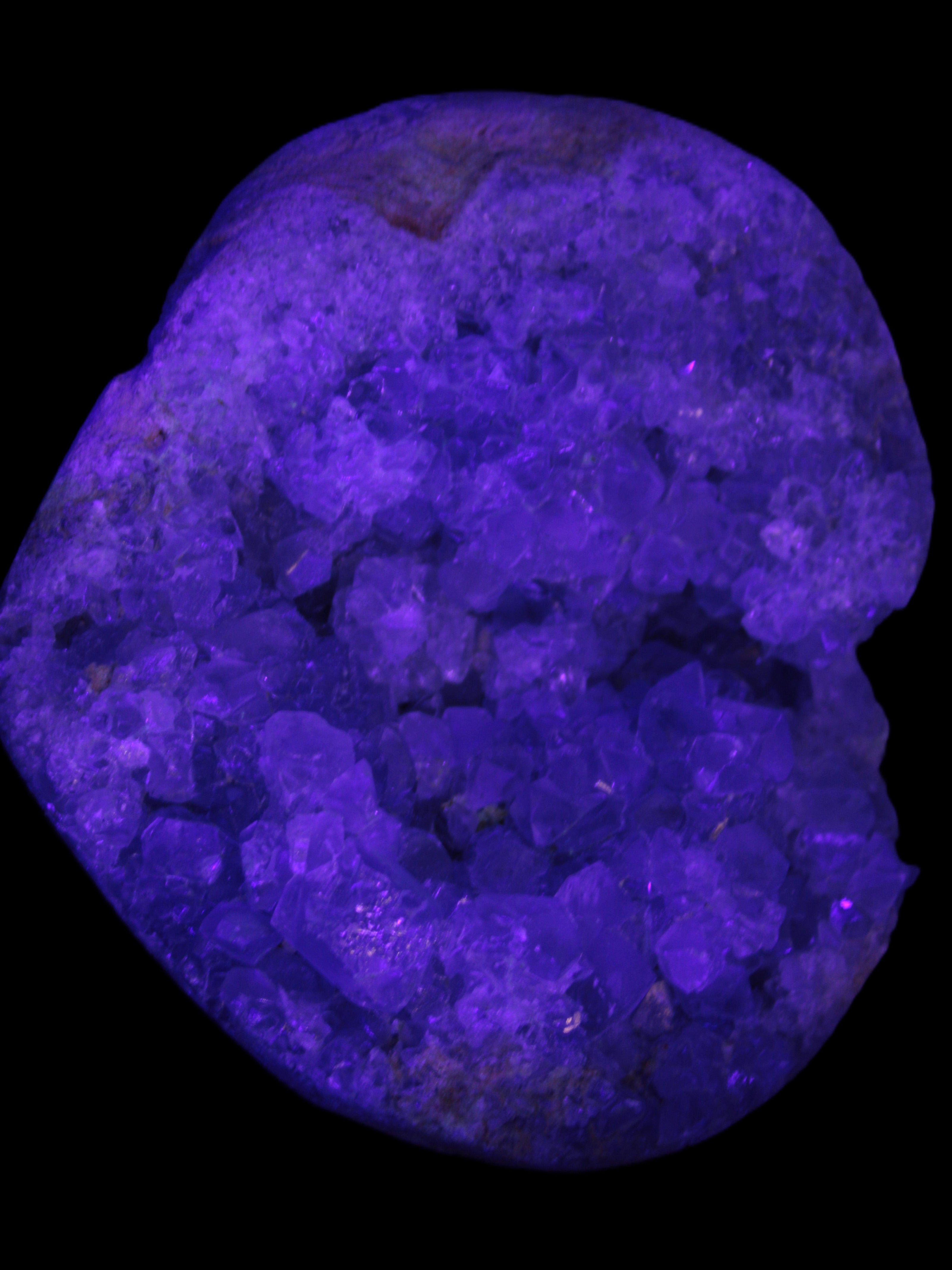 Celestite geode 2878g in UV light - Rocks and Things Store