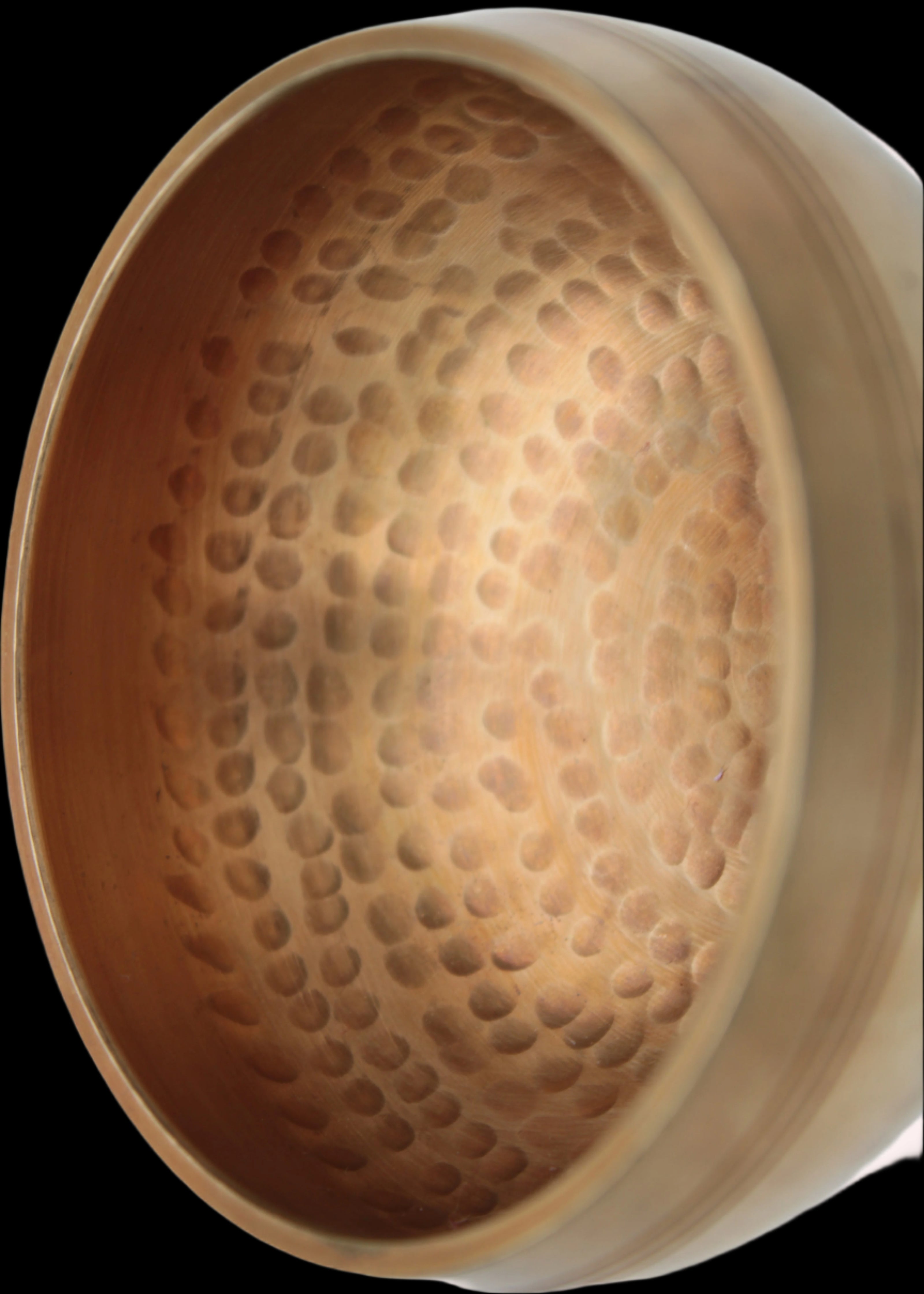Tibetan hammered Meditation Singing Bowl with mallet and silk mat 100mm 330g in sunlight - Rocks and Things Store