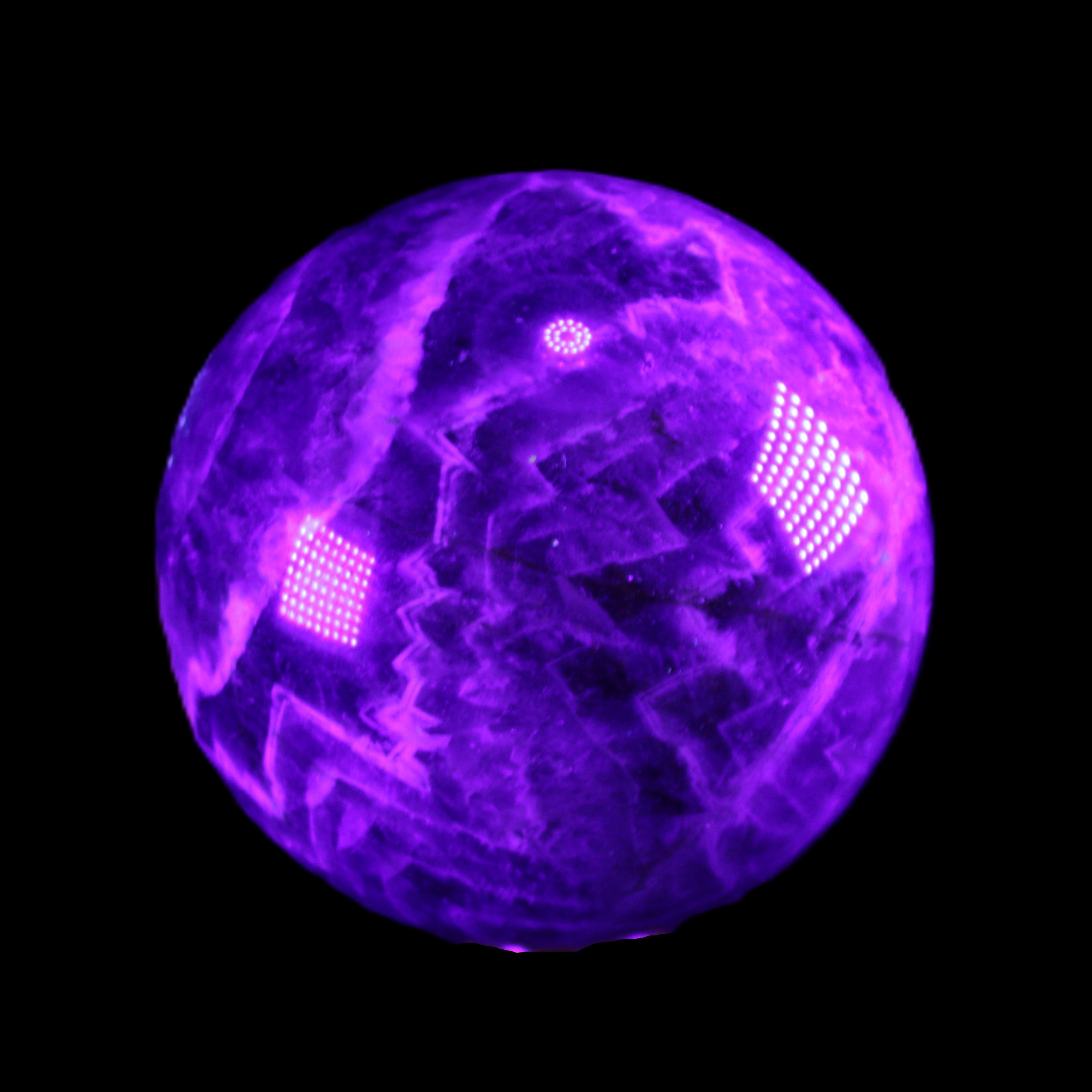 Chevron Fantasy Amethyst sphere 1389g in sunlight - Rocks and Things Store