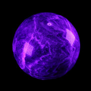 Chevron Fantasy Amethyst sphere 1389g in UV light - Rocks and Things Store