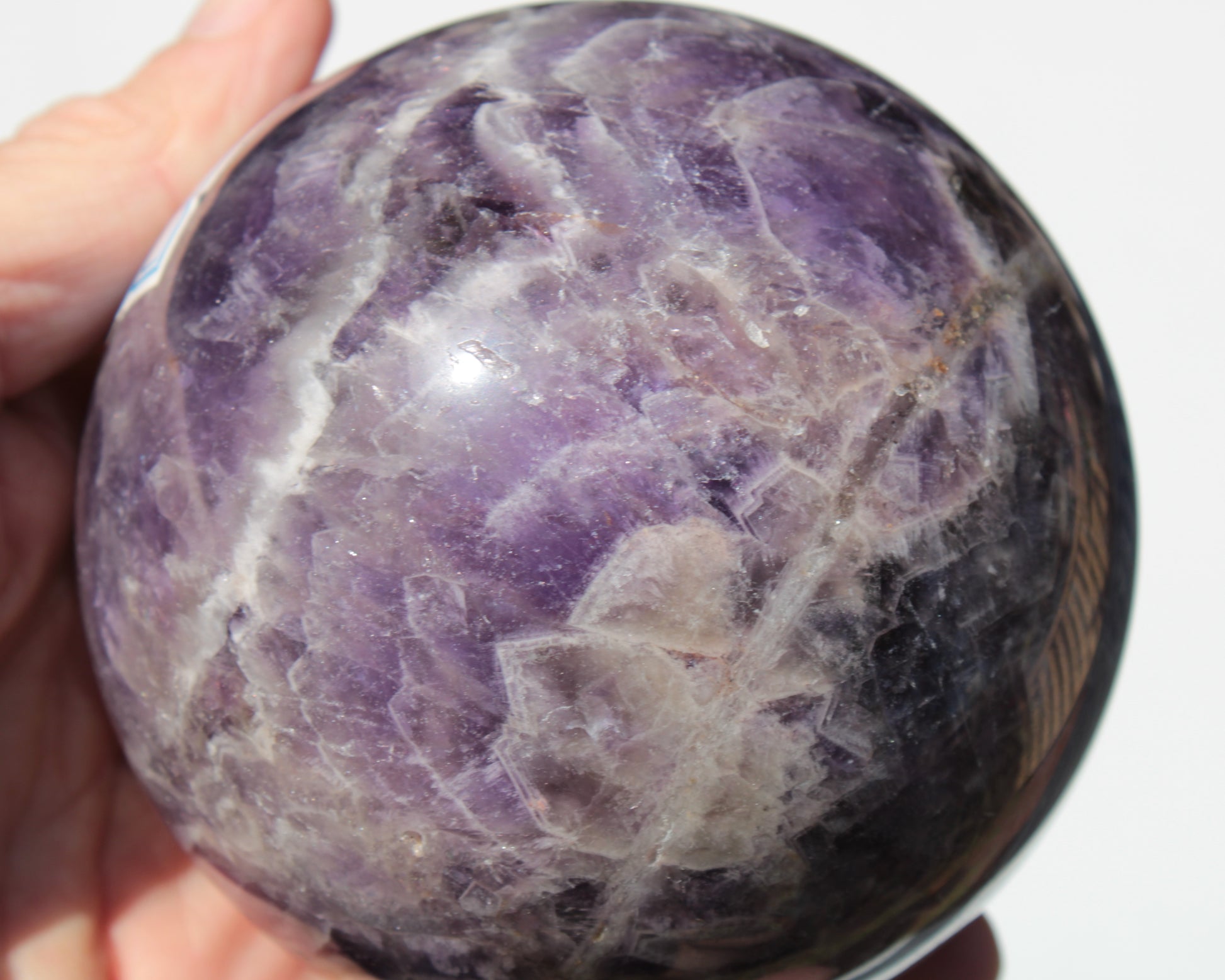 Chevron Fantasy Amethyst sphere 1389g Rocks and Things