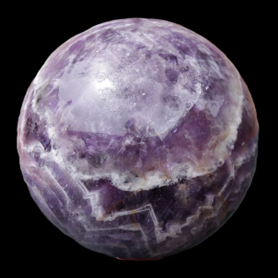 Chevron Fantasy Amethyst sphere 1389g in sunlight - Rocks and Things Store