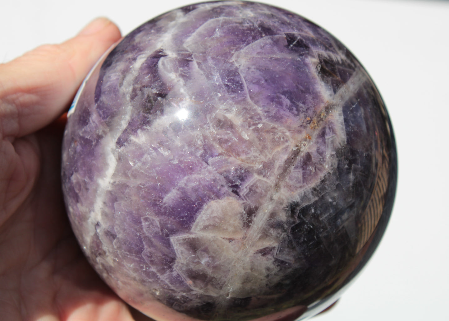 Chevron Fantasy Amethyst sphere 1389g Rocks and Things