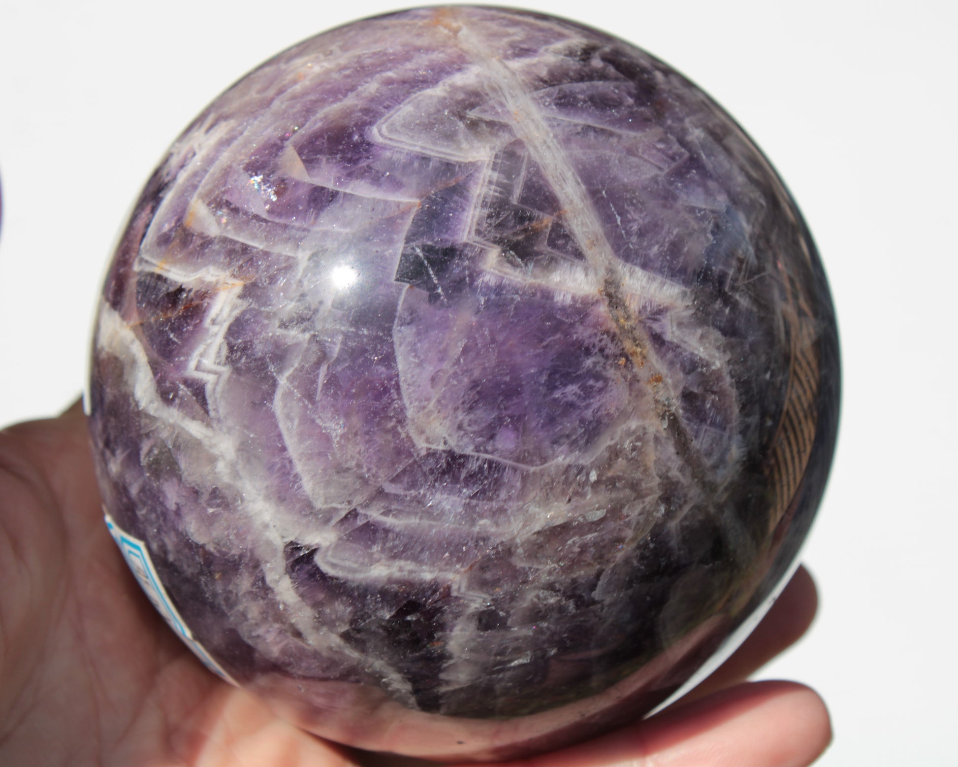 Chevron Fantasy Amethyst sphere 1389g Rocks and Things