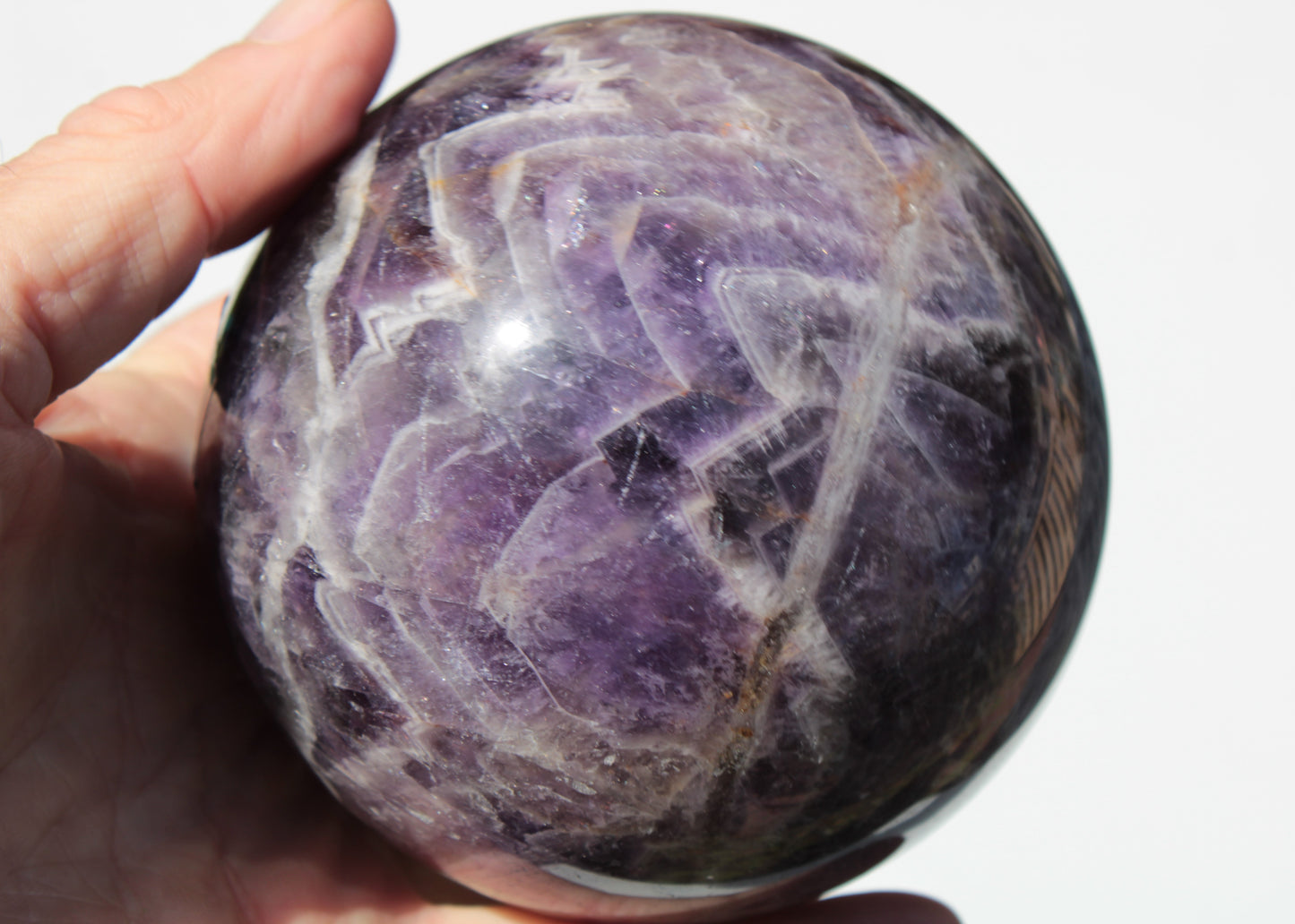 Chevron Fantasy Amethyst sphere 1389g Rocks and Things