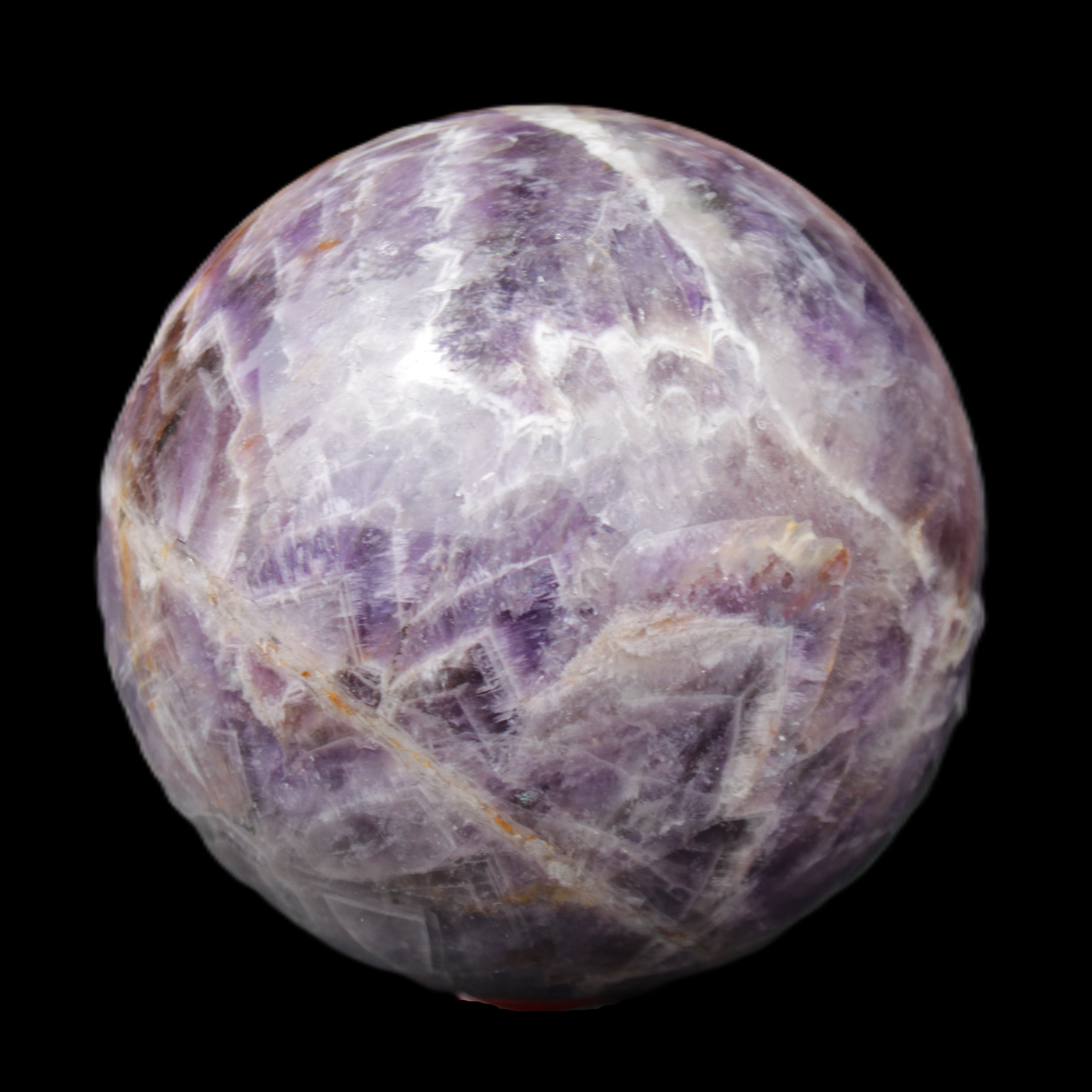 Chevron Fantasy Amethyst sphere 1389g in sunlight - Rocks and Things Store