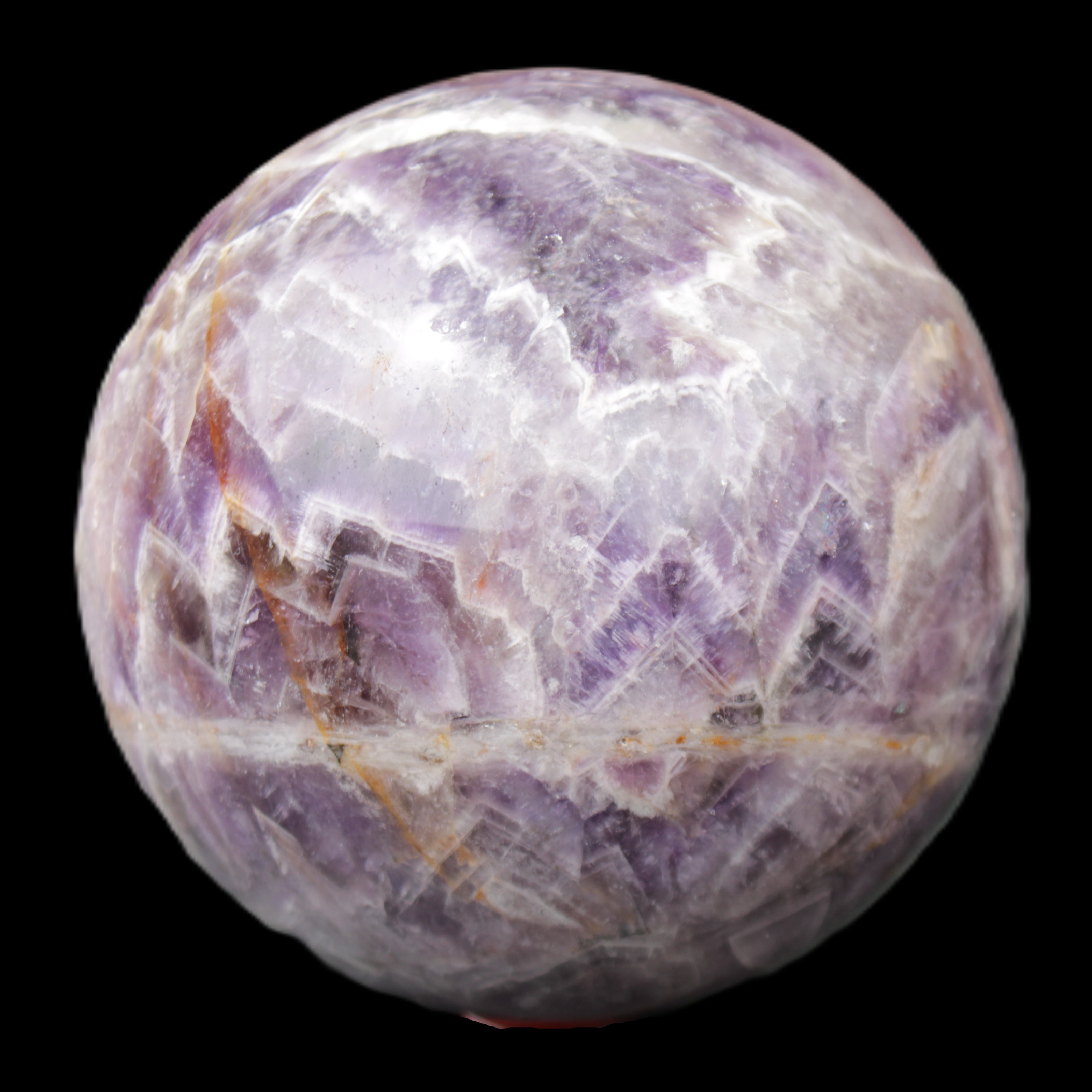 Chevron Fantasy Amethyst sphere 1389g in sunlight - Rocks and Things Store