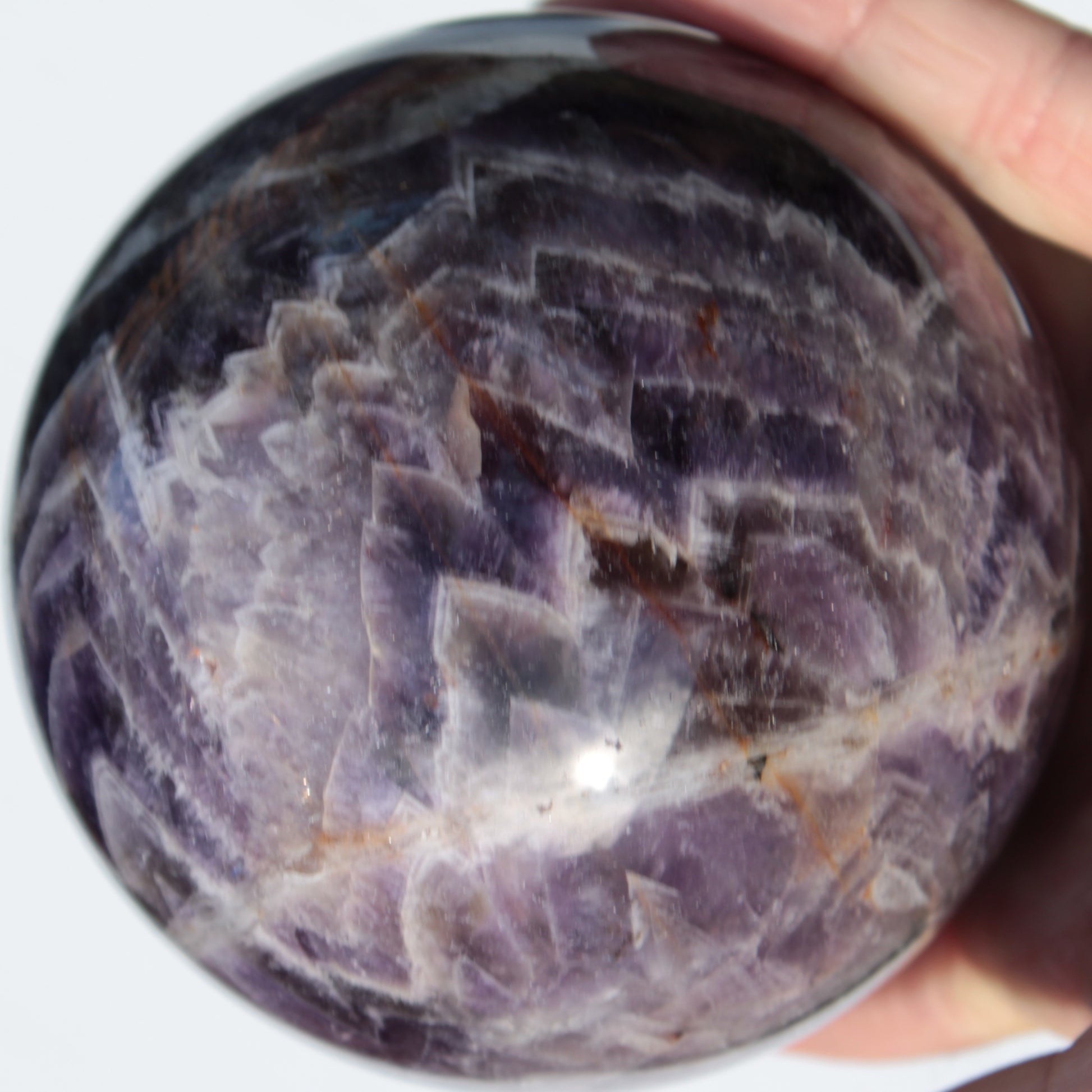 Chevron Fantasy Amethyst sphere 1389g Rocks and Things