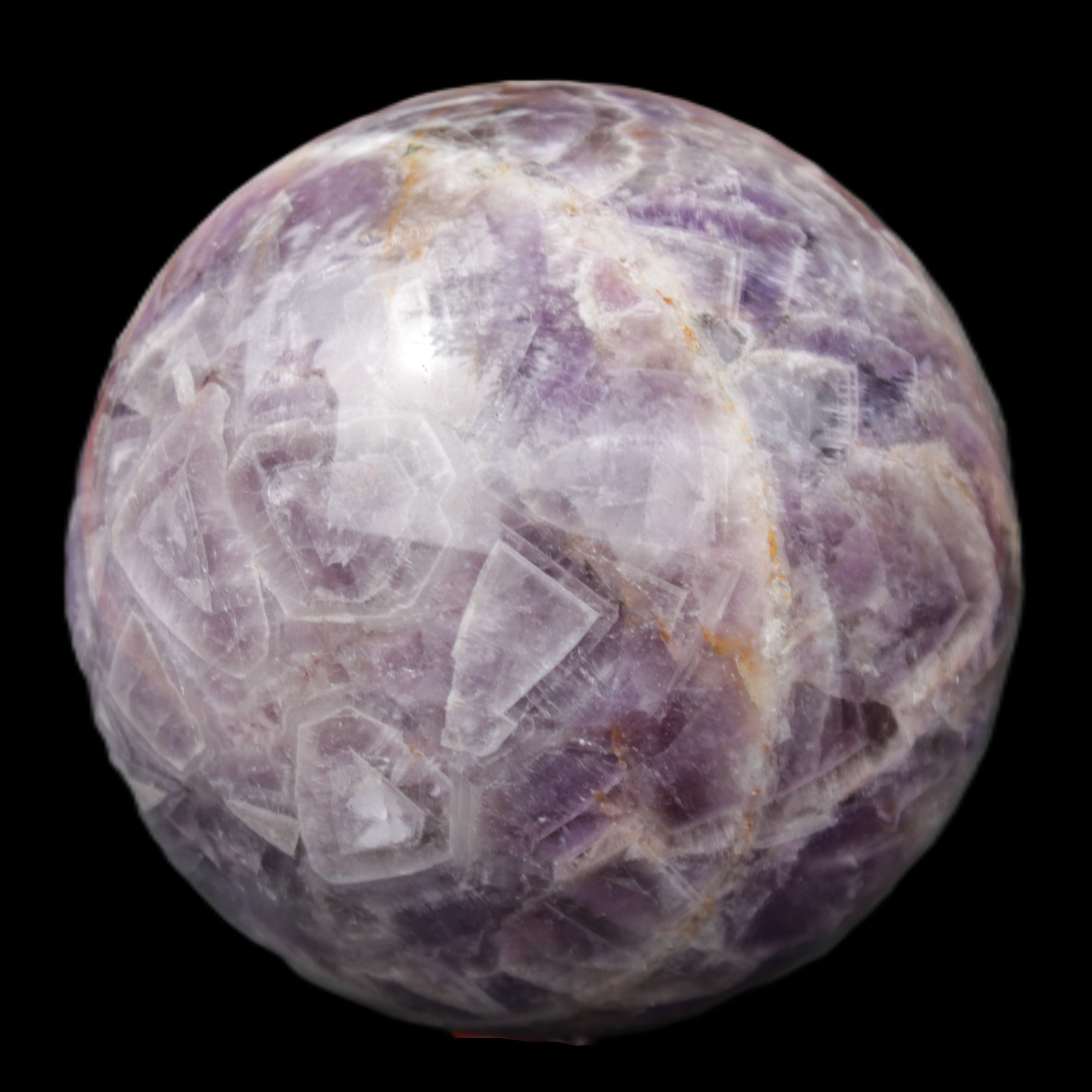 Chevron Fantasy Amethyst sphere 1389g in sunlight - Rocks and Things Store