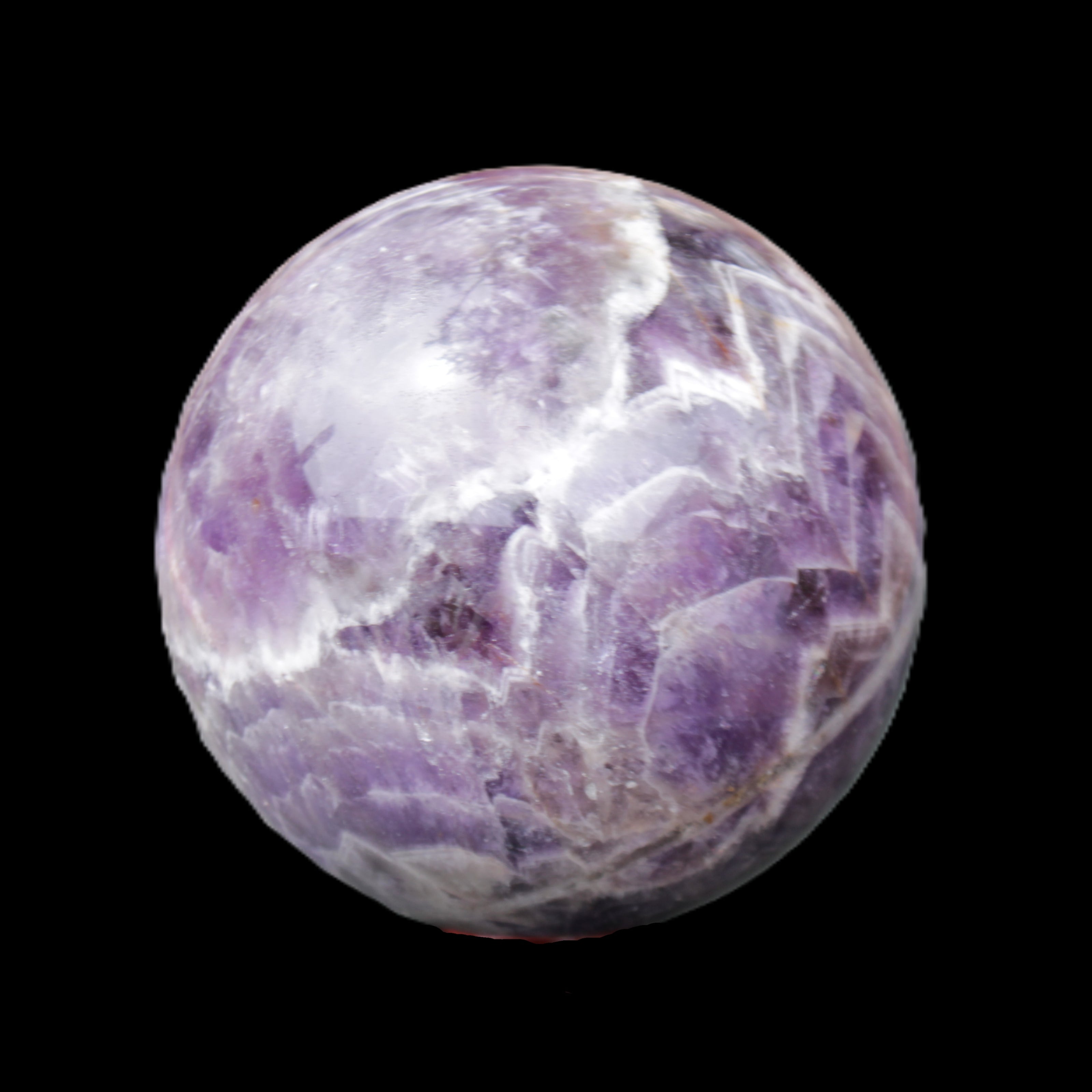 Chevron Fantasy Amethyst sphere 1389g in sunlight - Rocks and Things Store