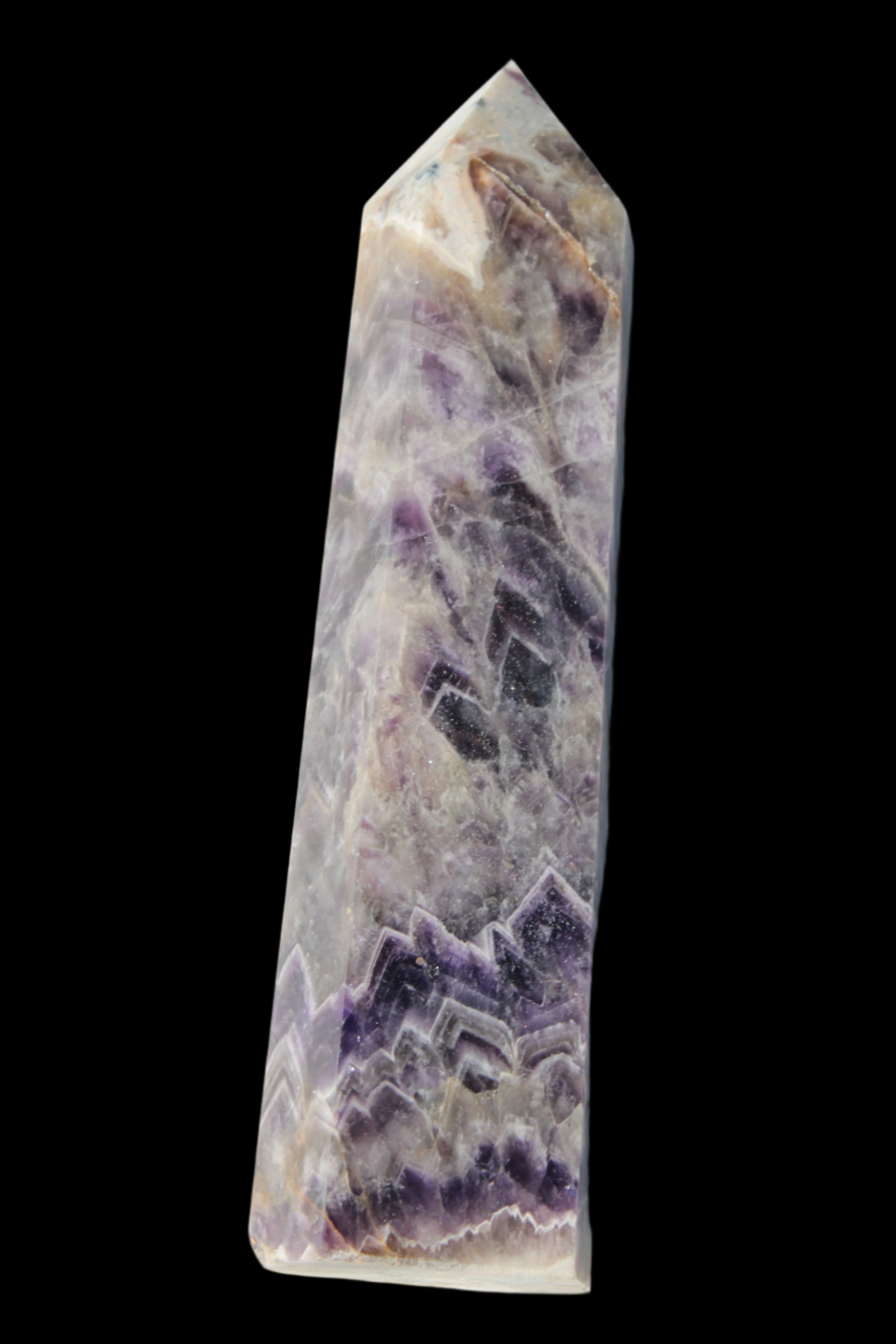Fantasy Chevron Dream Amethyst Obelisk 1614g in sunshine, Rocks and Things Store