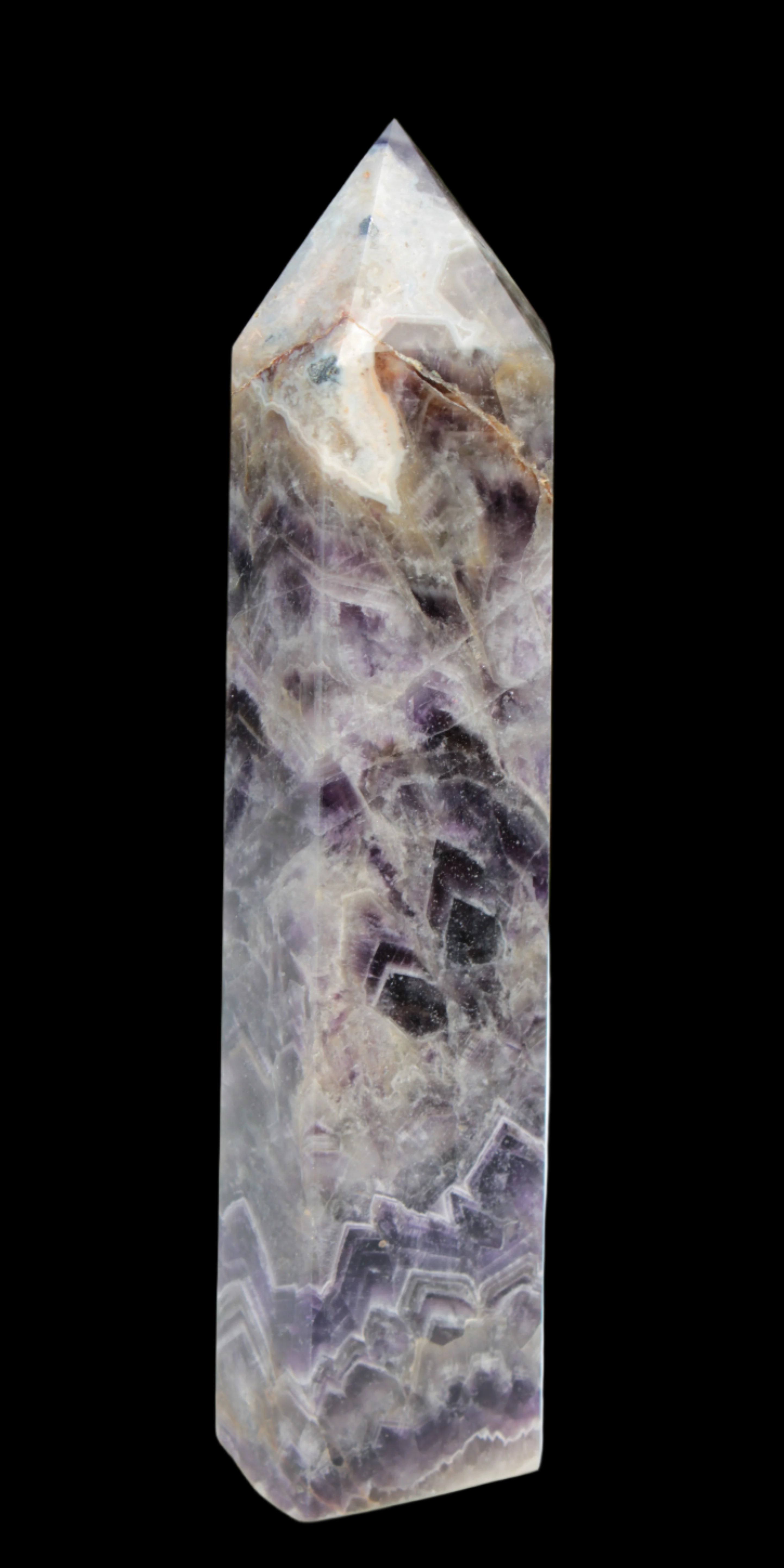 Fantasy Chevron Dream Amethyst Obelisk 1614g in sunshine, Rocks and Things Store