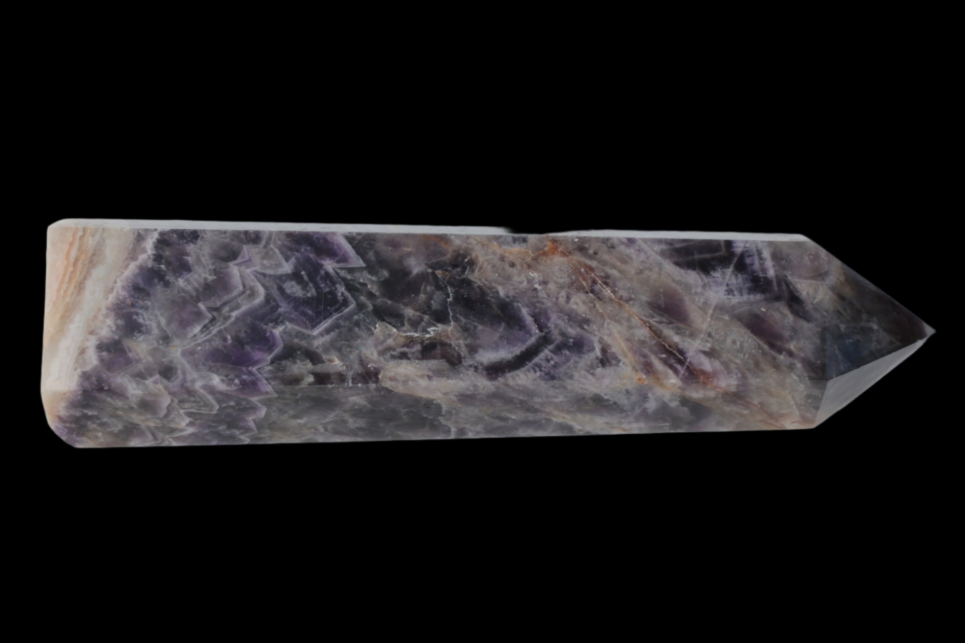 Fantasy Chevron Dream Amethyst Obelisk 1614g in sunshine, Rocks and Things Store