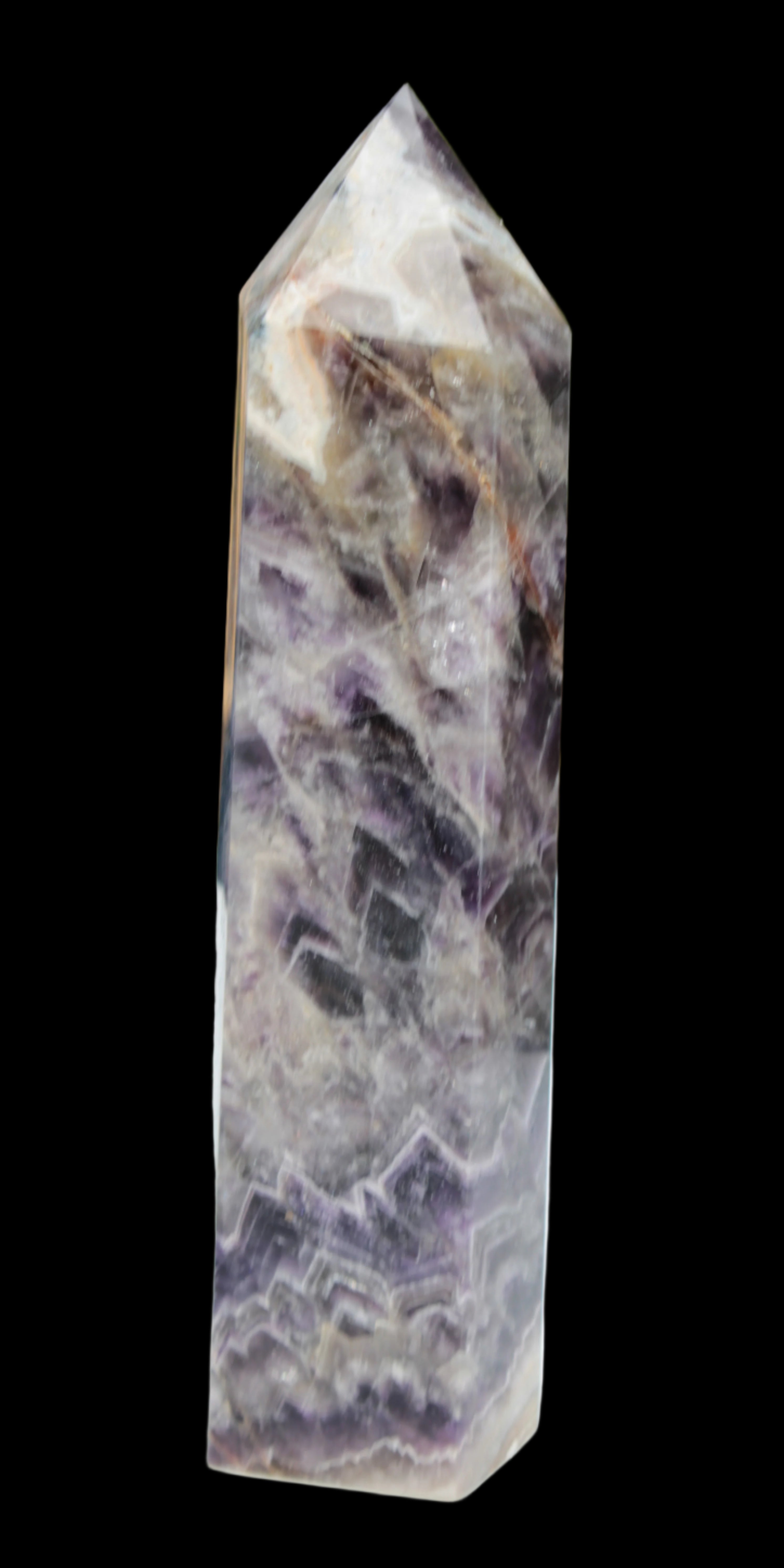 Fantasy Chevron Dream Amethyst Obelisk 1614g in sunshine, Rocks and Things Store