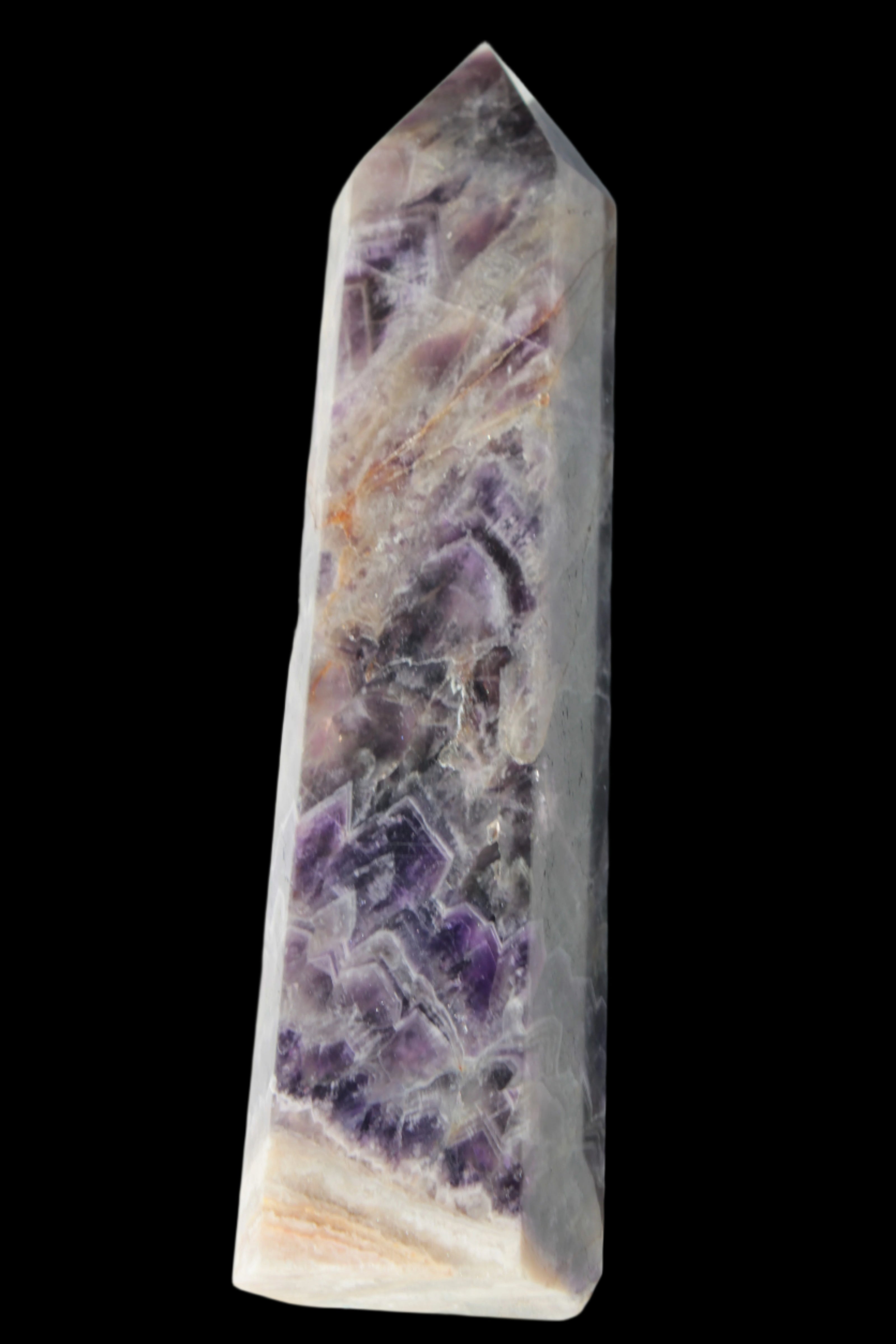 Fantasy Chevron Dream Amethyst Obelisk 1614g in sunshine, Rocks and Things Store