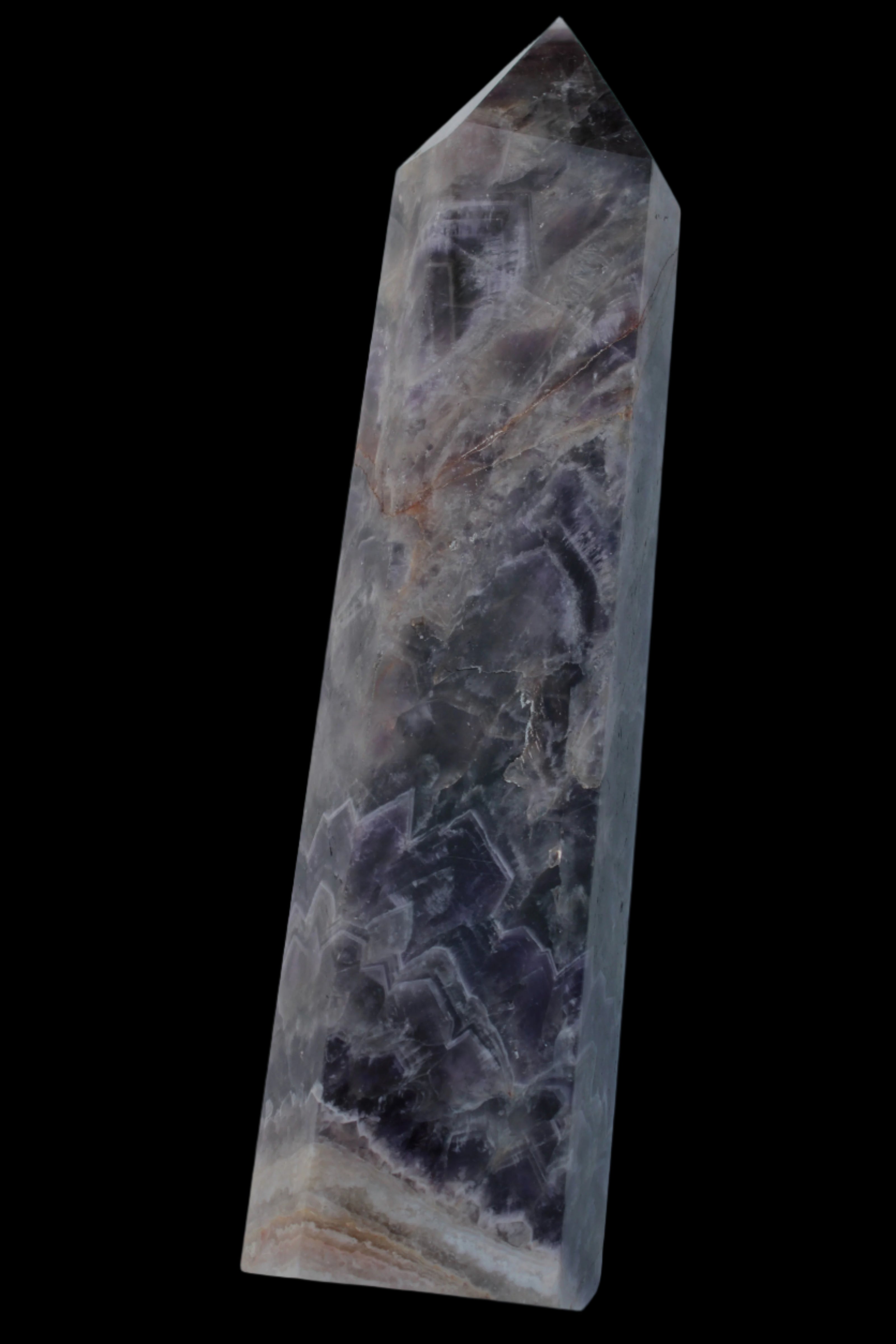 Fantasy Chevron Dream Amethyst Obelisk 1614g in sunshine, Rocks and Things Store