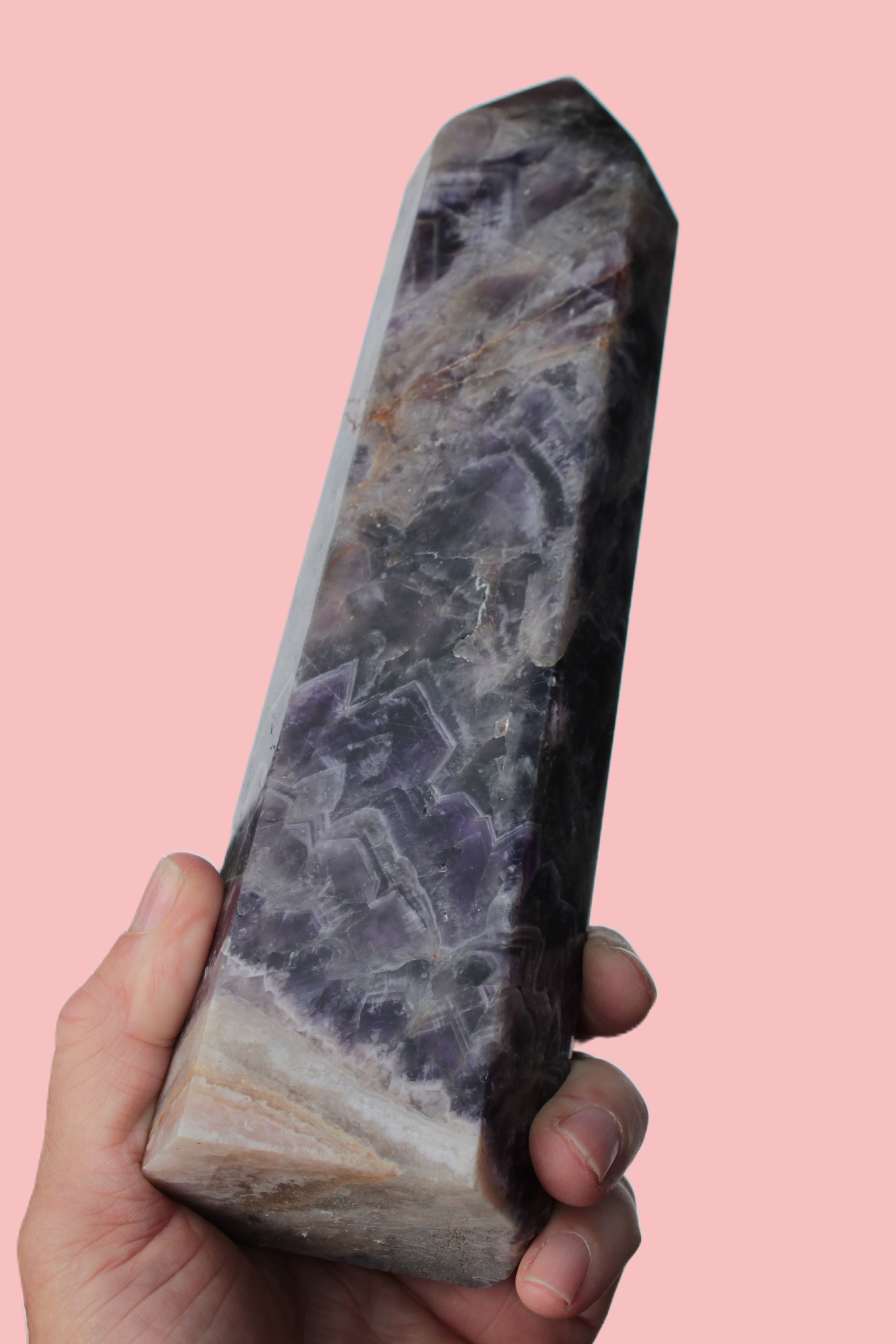 Fantasy Chevron Dream Amethyst Obelisk 1614g Rocks and Things