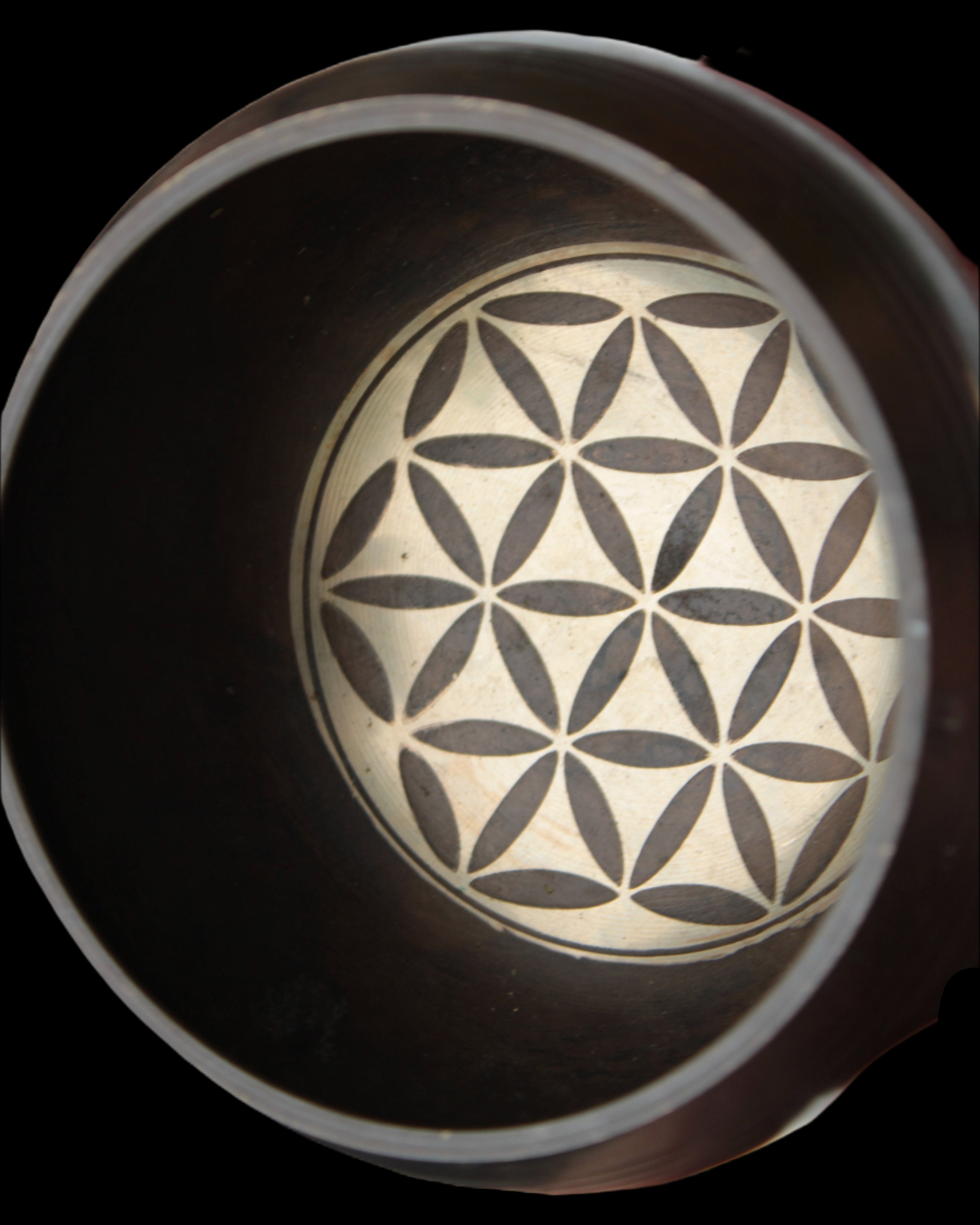 Tibetan cast Meditation Singing Bowl with mallet and silk mat 100mm 418g in sunlight - Rocks and Things Store