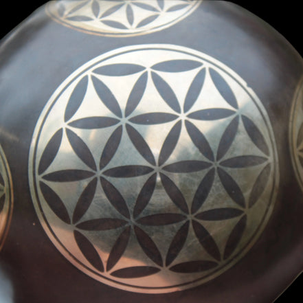 Tibetan cast Meditation Singing Bowl with mallet and silk mat 100mm 418g in sunlight - Rocks and Things Store