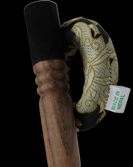 Tibetan cast Meditation Singing Bowl with mallet and silk mat 100mm 418g in sunlight - Rocks and Things Store