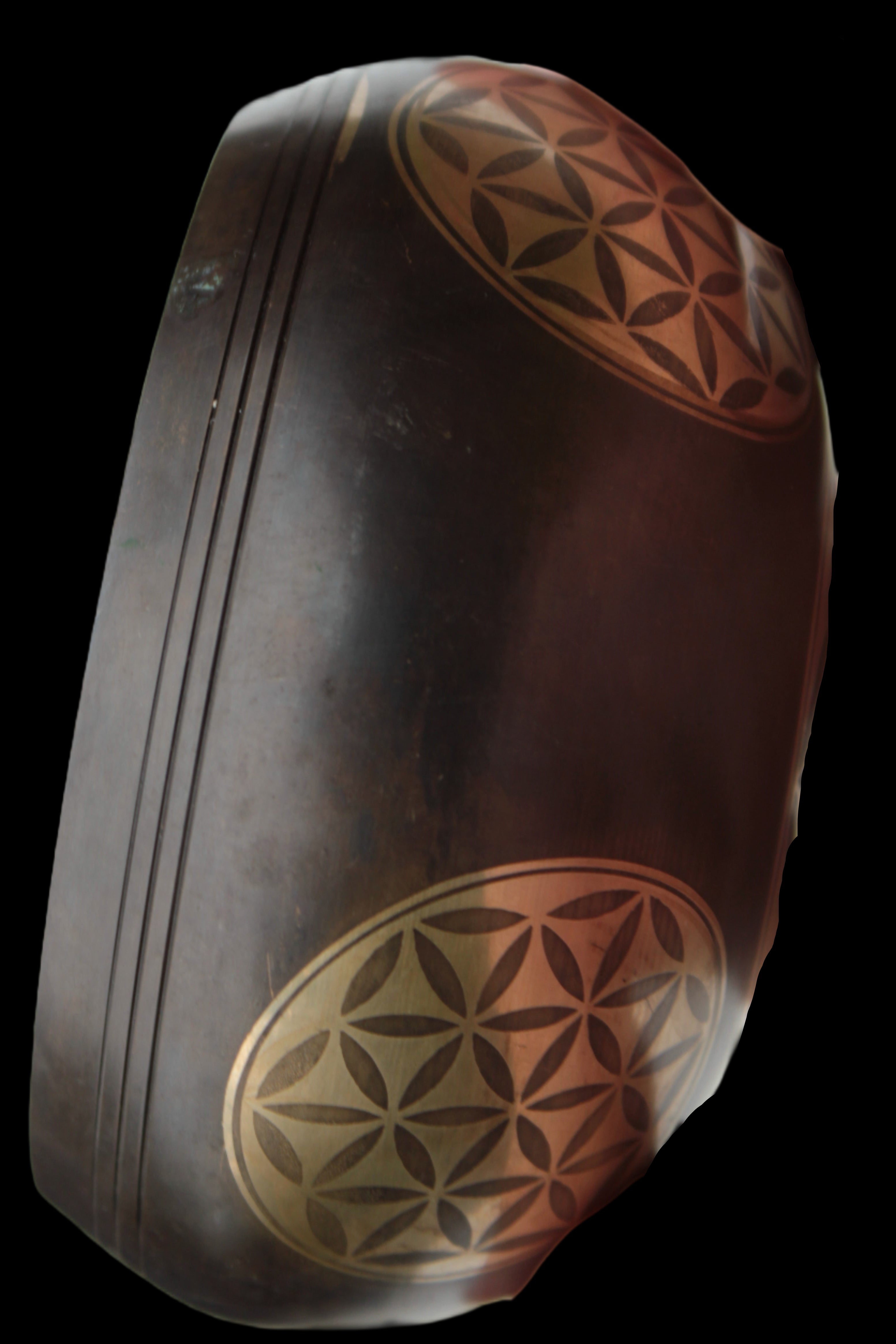 Tibetan cast Meditation Singing Bowl with mallet and silk mat 100mm 418g in sunlight - Rocks and Things Store
