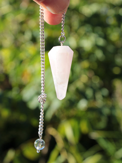 Rose Quartz faceted cone dowsing pendulum 34mm 9g Rocks and Things