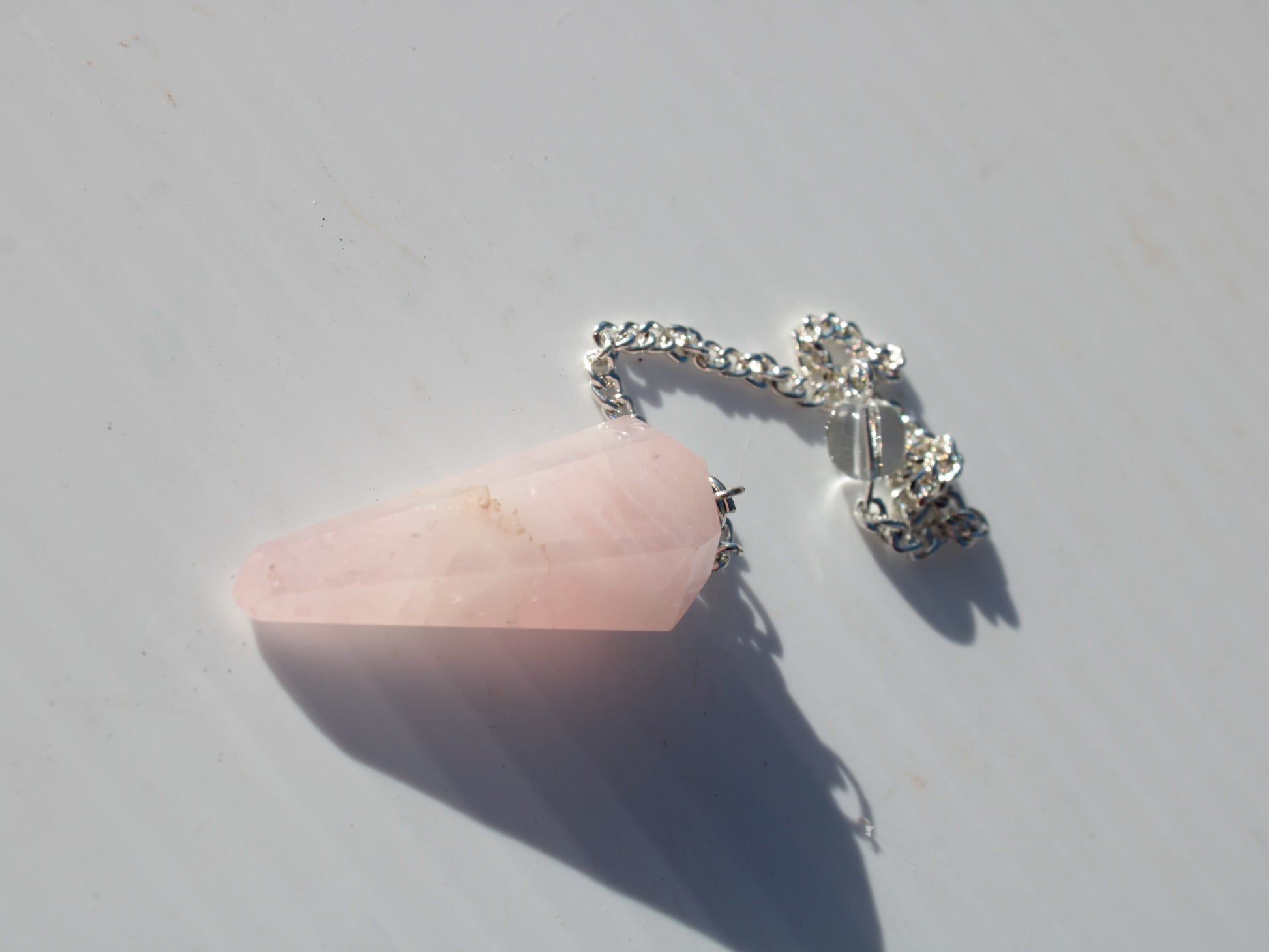 Rose Quartz faceted cone dowsing pendulum 34mm 9g Rocks and Things