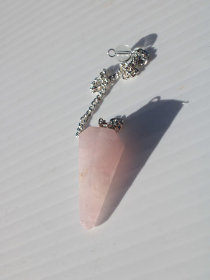 Rose Quartz faceted cone dowsing pendulum 34mm 9g Rocks and Things