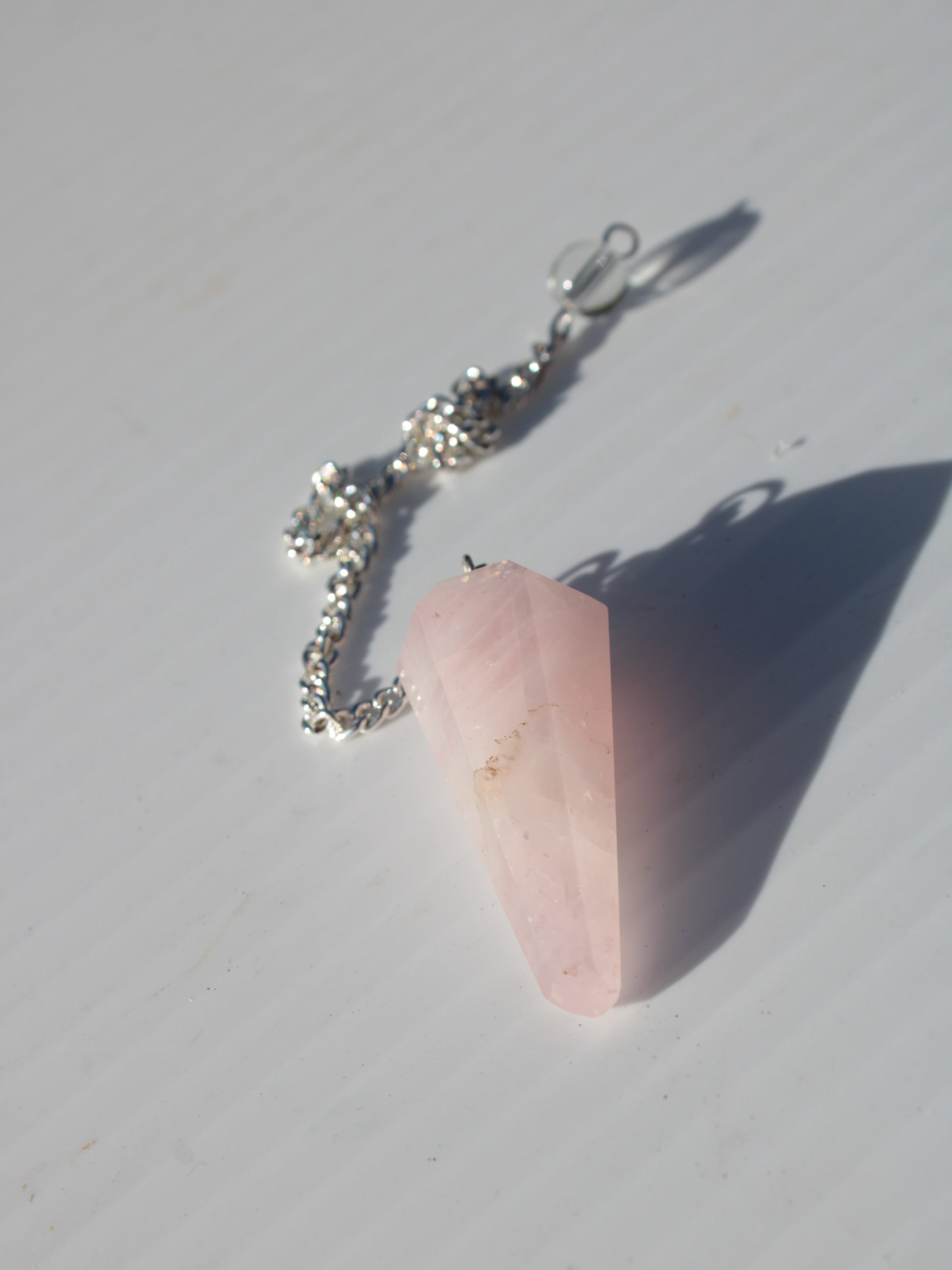 Rose Quartz faceted cone dowsing pendulum 34mm 9g Rocks and Things