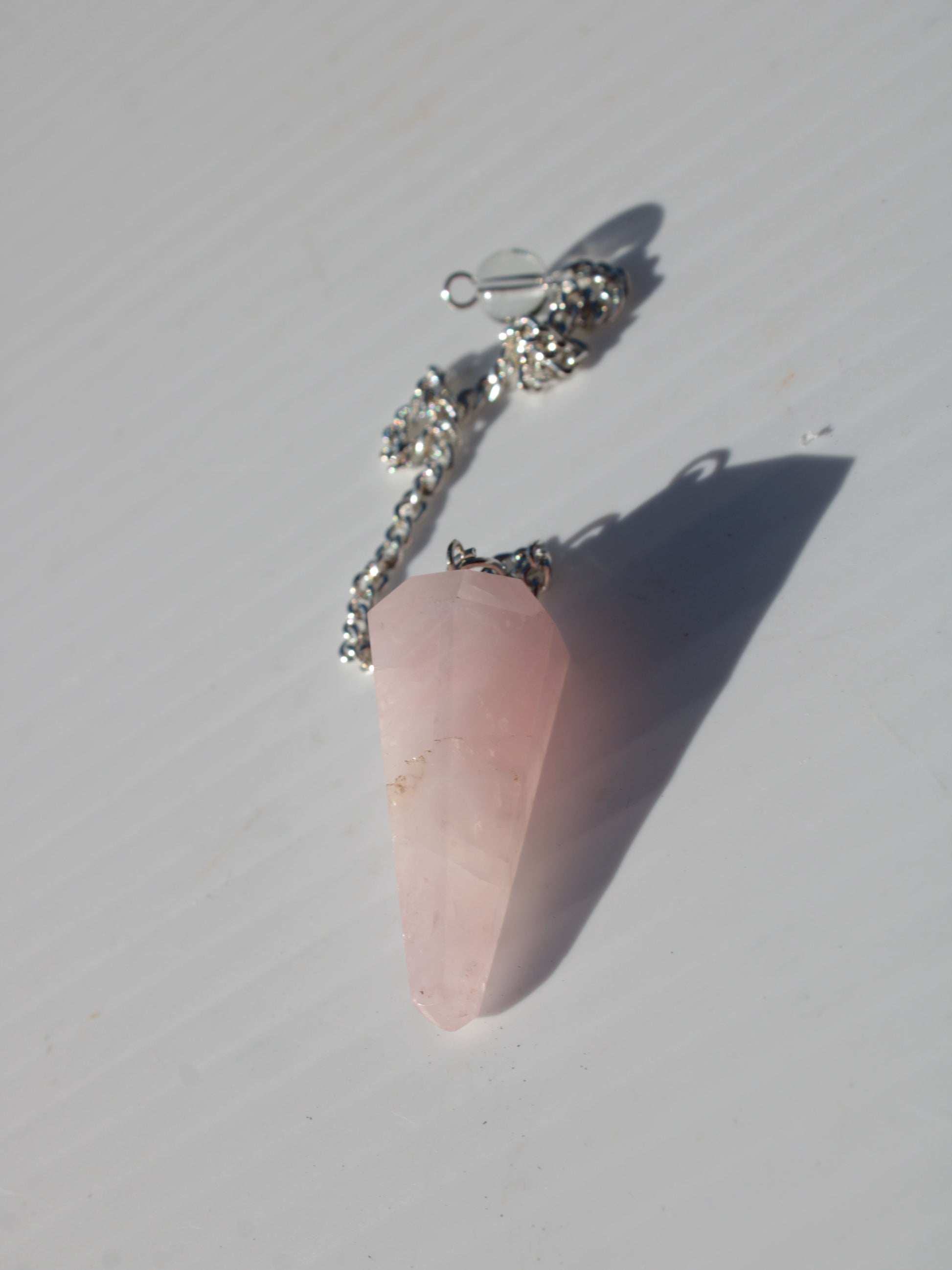 Rose Quartz faceted cone dowsing pendulum 34mm 9g Rocks and Things