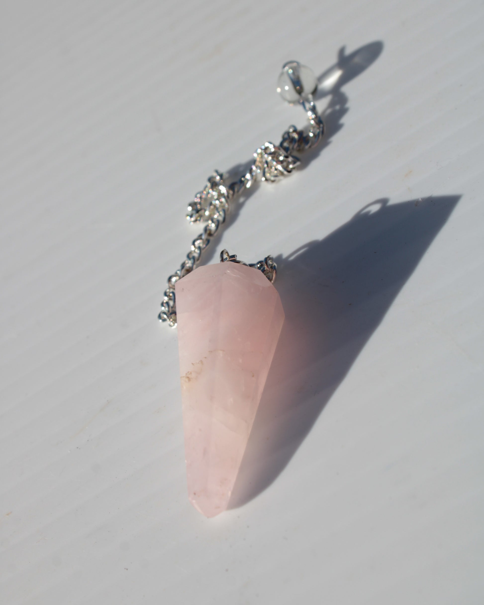 Rose Quartz faceted cone dowsing pendulum 34mm 9g Rocks and Things