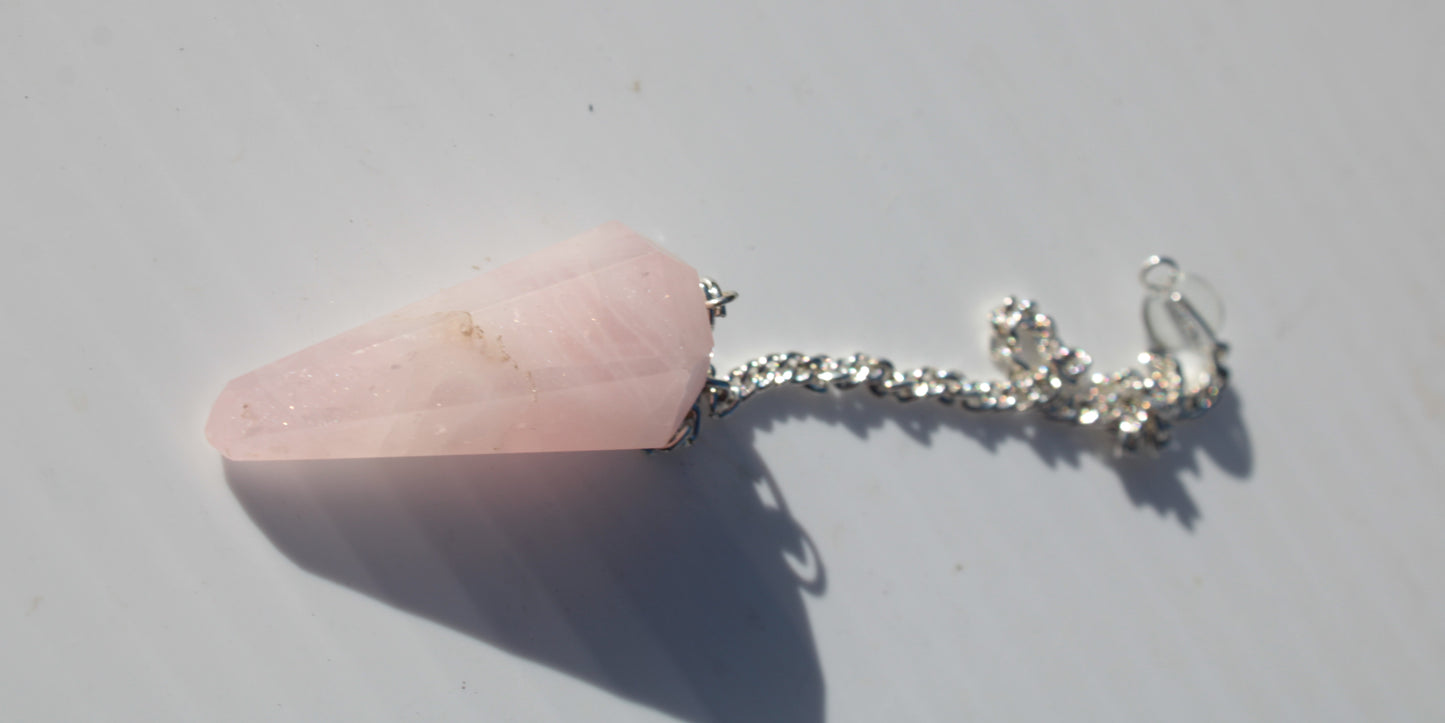 Rose Quartz faceted cone dowsing pendulum 34mm 9g Rocks and Things