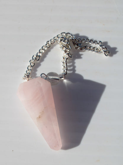 Rose Quartz faceted cone dowsing pendulum 34mm 9g Rocks and Things