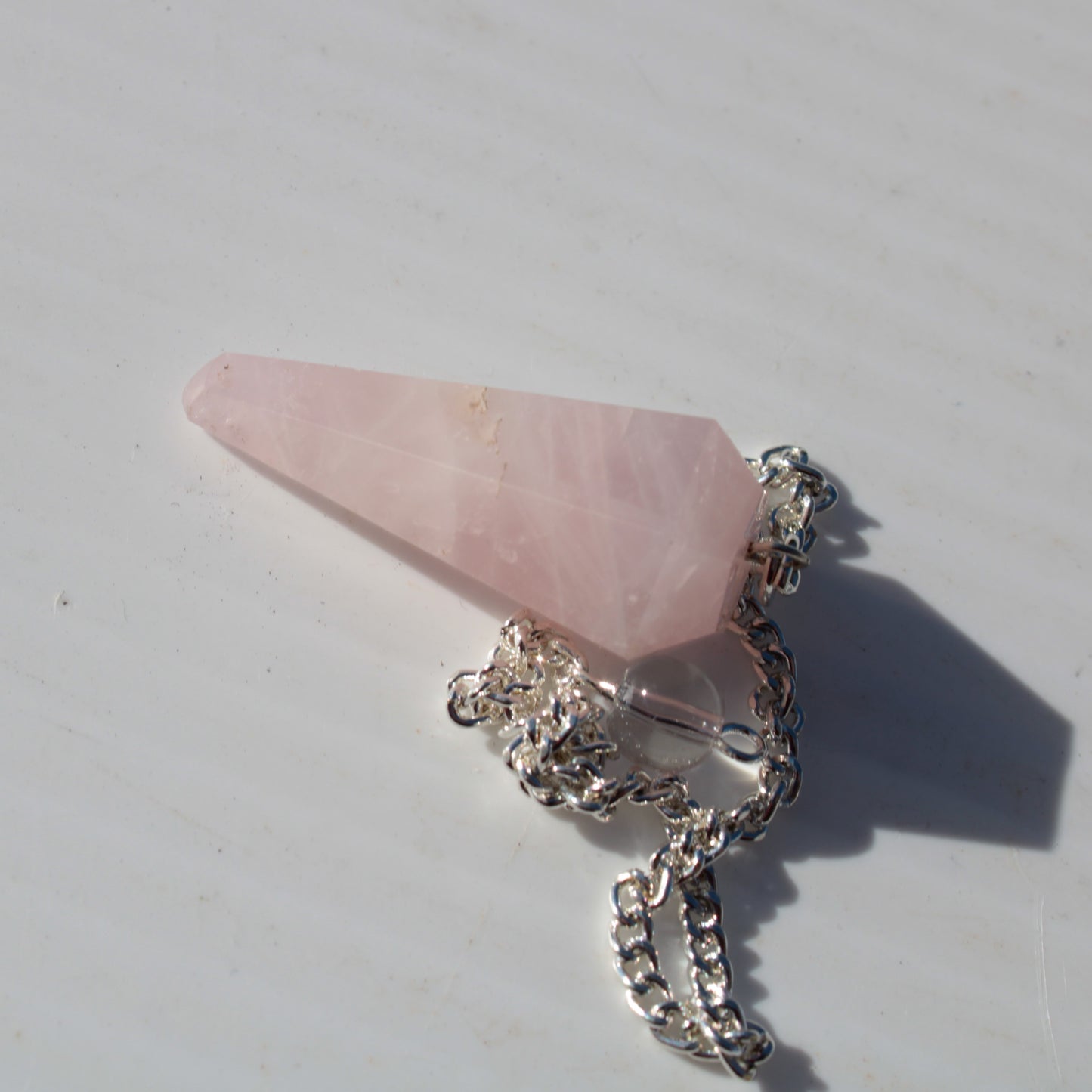 Rose Quartz faceted cone dowsing pendulum 34mm 9g Rocks and Things