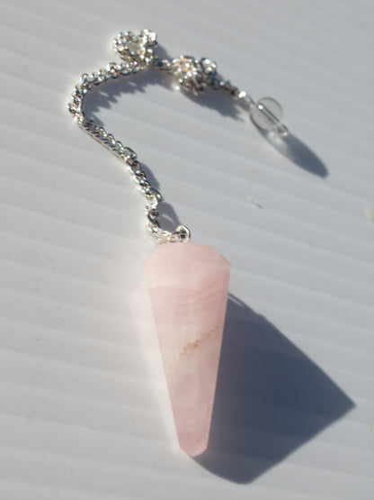 Rose Quartz faceted cone dowsing pendulum 34mm 9g Rocks and Things