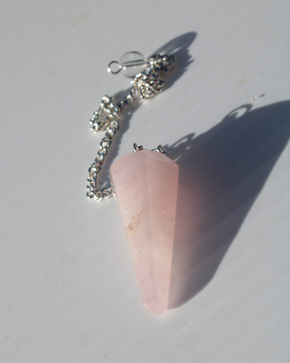 Rose Quartz faceted cone dowsing pendulum 34mm 9g Rocks and Things