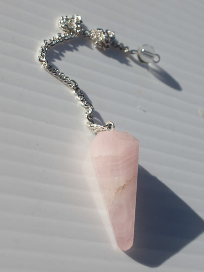 Rose Quartz faceted cone dowsing pendulum 34mm 9g Rocks and Things