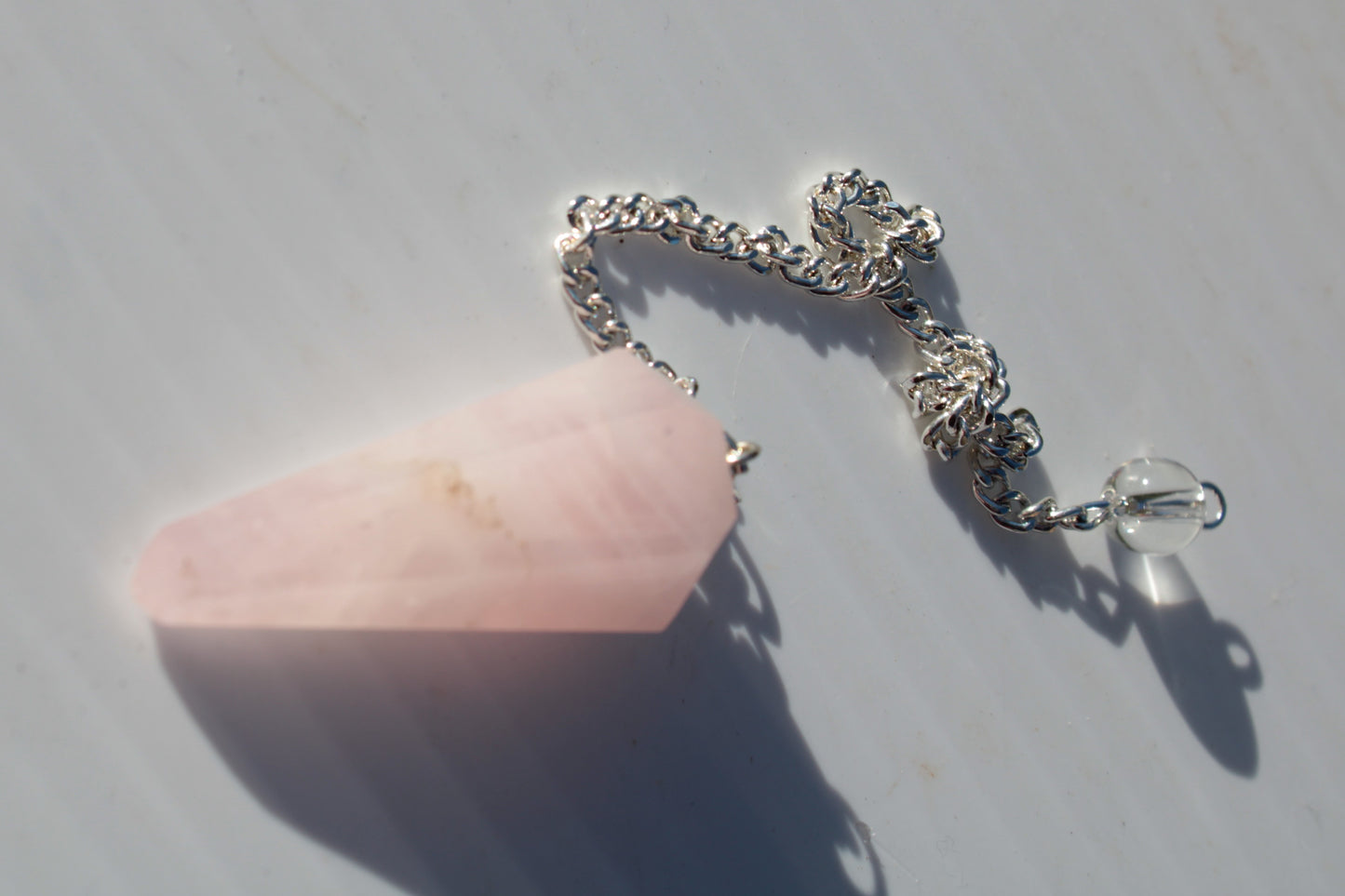 Rose Quartz faceted cone dowsing pendulum 34mm 9g Rocks and Things