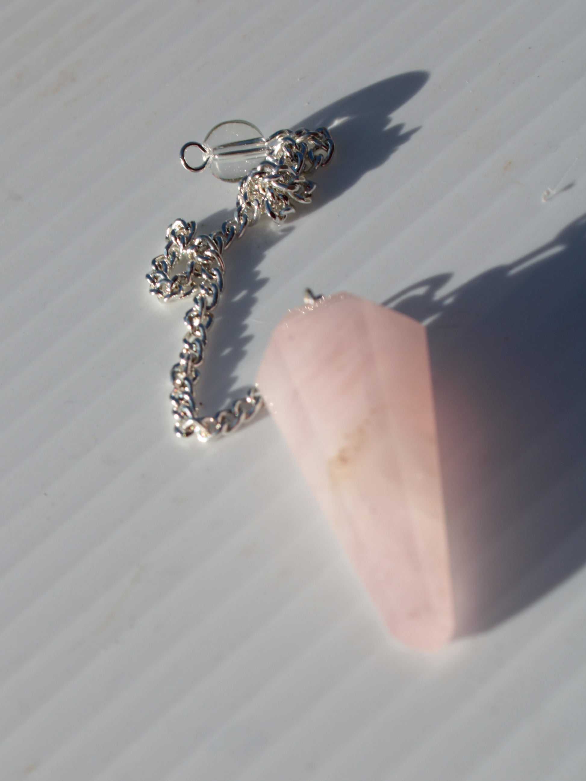 Rose Quartz faceted cone dowsing pendulum 34mm 9g Rocks and Things